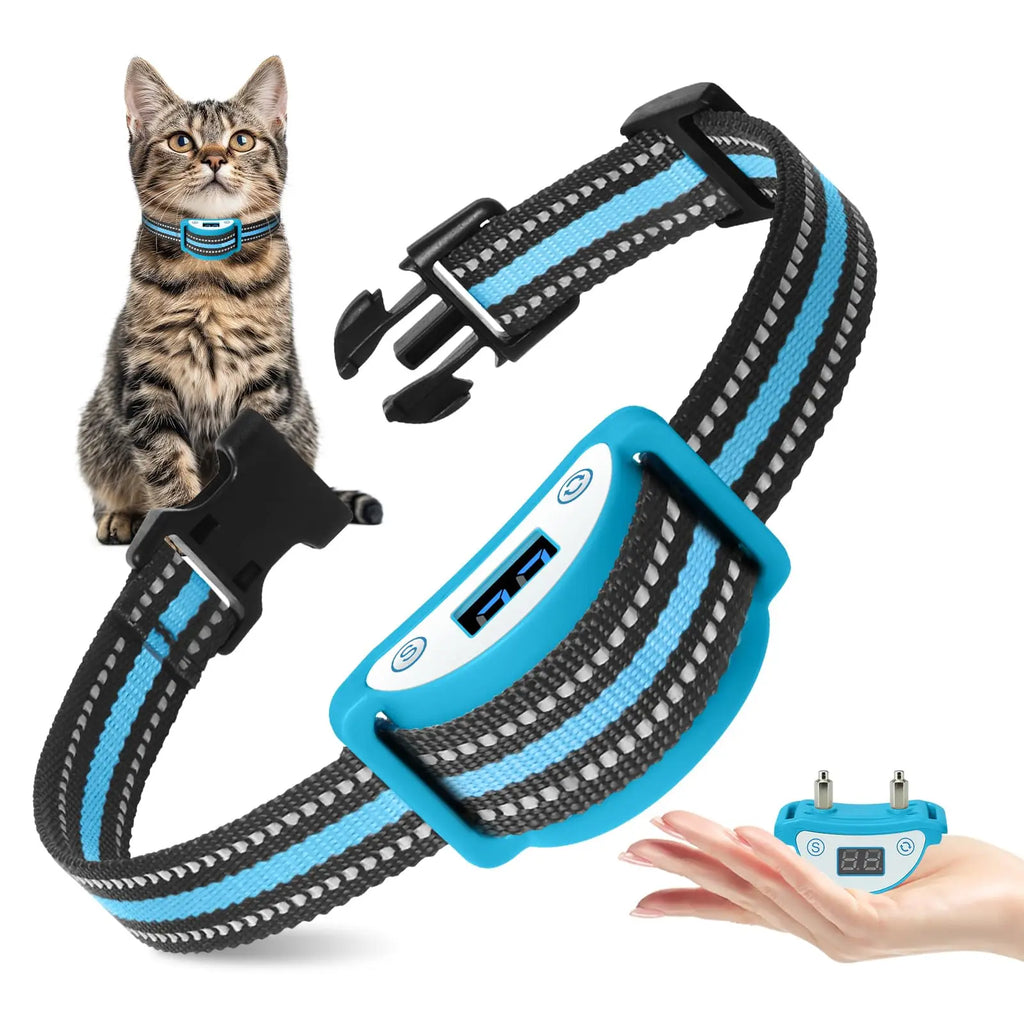 Anti-Meow Cat Training Collar - Auto Stop Meowing with Vibration & Shock Modes for 5-25 lbs Cats