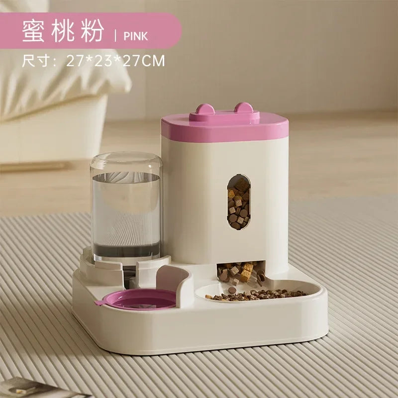 Automatic Feeder Dog Cat Food Bowl With Water Fountain Large Capacity Pet Food Storage Dispenser Container Puppy Pet Accessories***