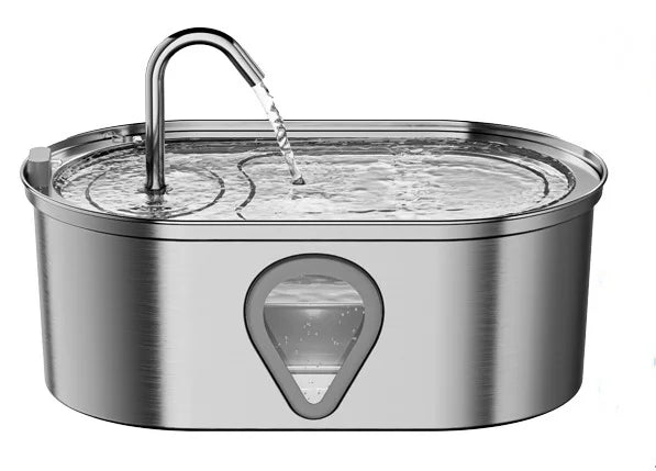 3.5L Stainless Steel Cat Water Fountain - Automatic Pet Water Dispenser with Transparent Window